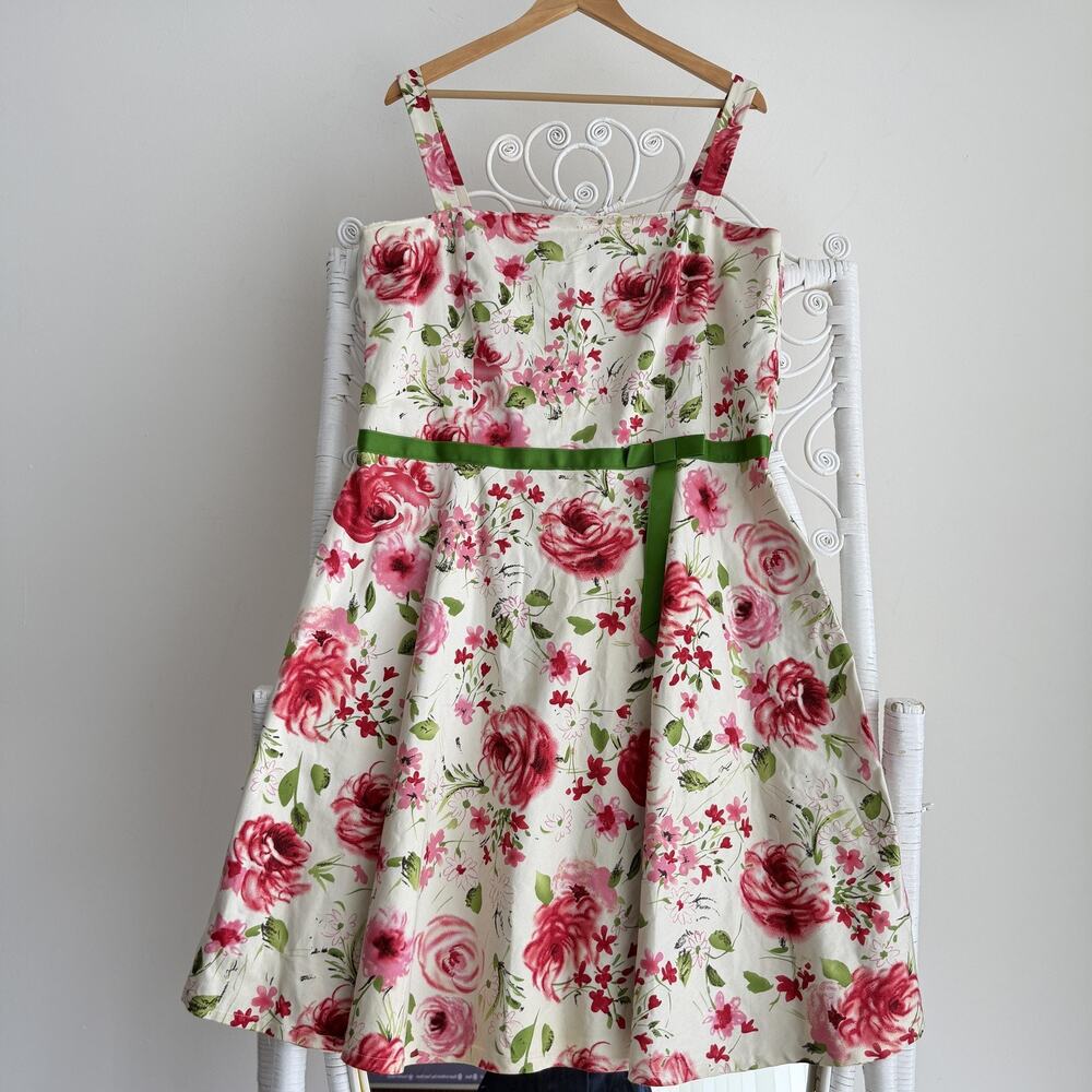 Vintage Tea Dress 18 White Pink Floral 1950s Party Garden Romantic Picnic Audrey